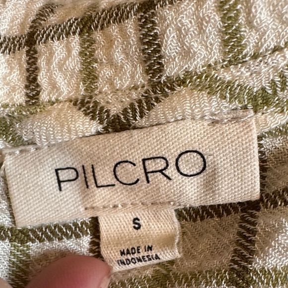 Pilcro Beige and Green Plaid Blouse - Picture 2 of 7
